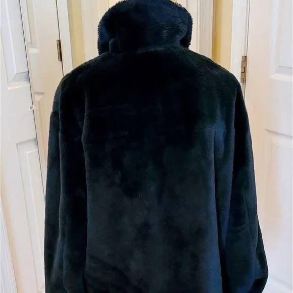 COPY - BEAUTIFUL FOREST GREEN FAUX FUR JACKET BY TRINA TURK